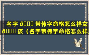 名字 🐟 带伟字命格怎么样女 🐘 孩（名字带伟字命格怎么样女孩子）